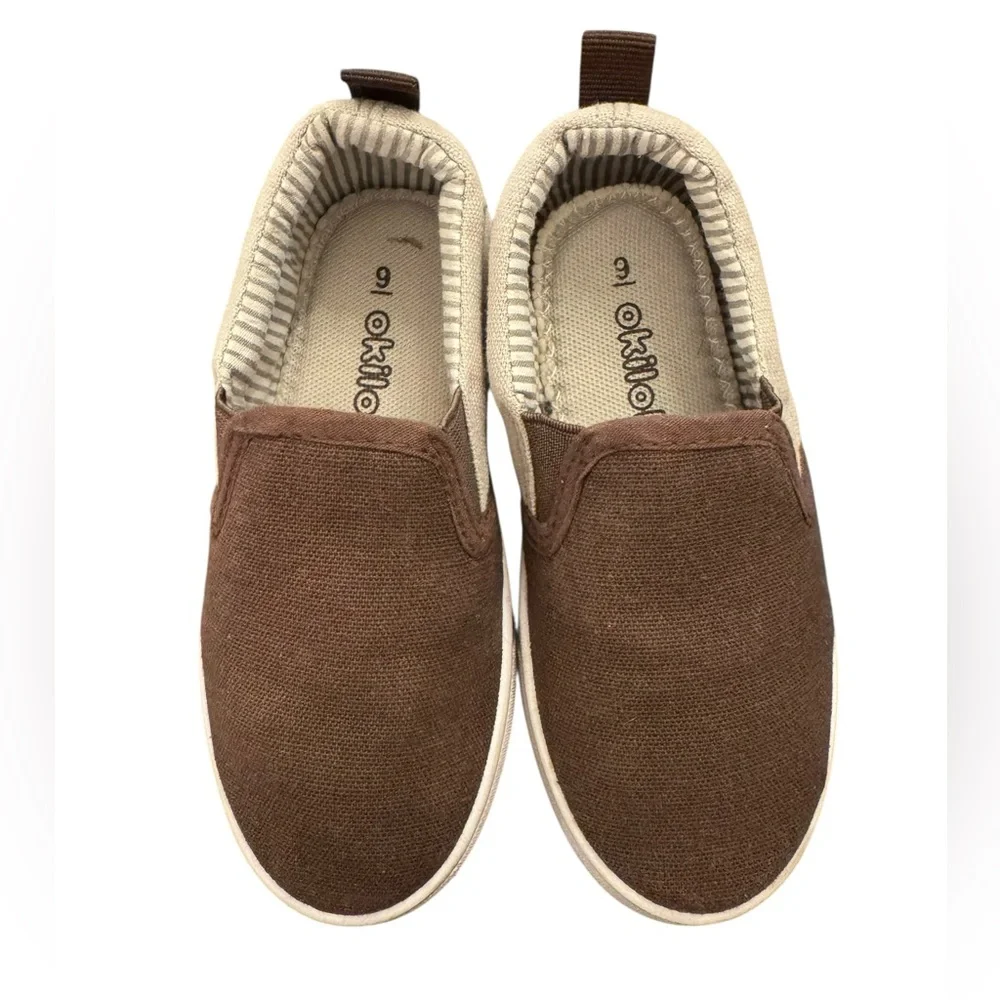 Okilol Kids Slip-On Brown Canvas Shoes size 9 - Picture 4 of 5
